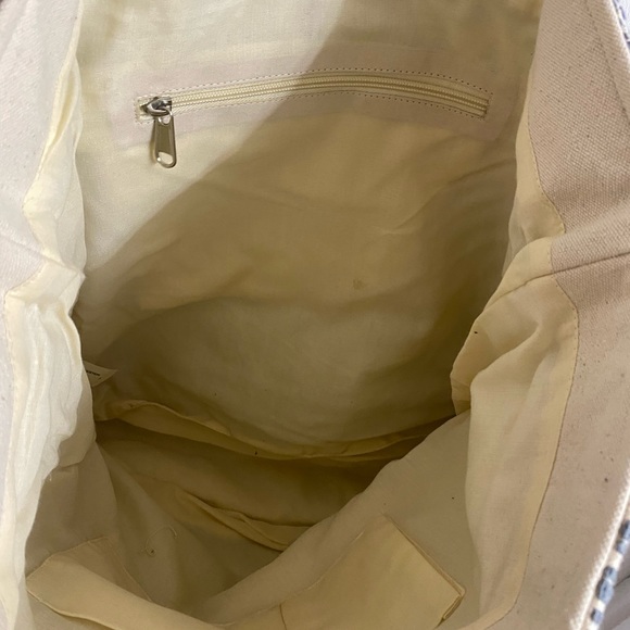 Blue & cream shoulder tote bag - Picture 4 of 5